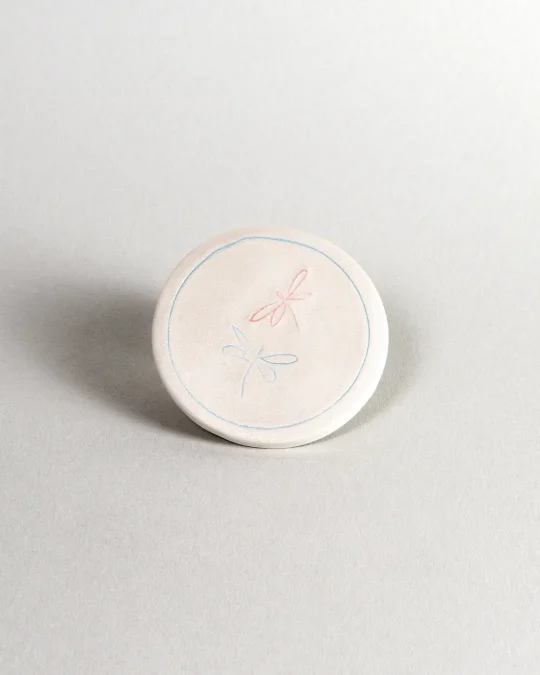 Coaster - Dragonflies - Turquoise and Pink on White