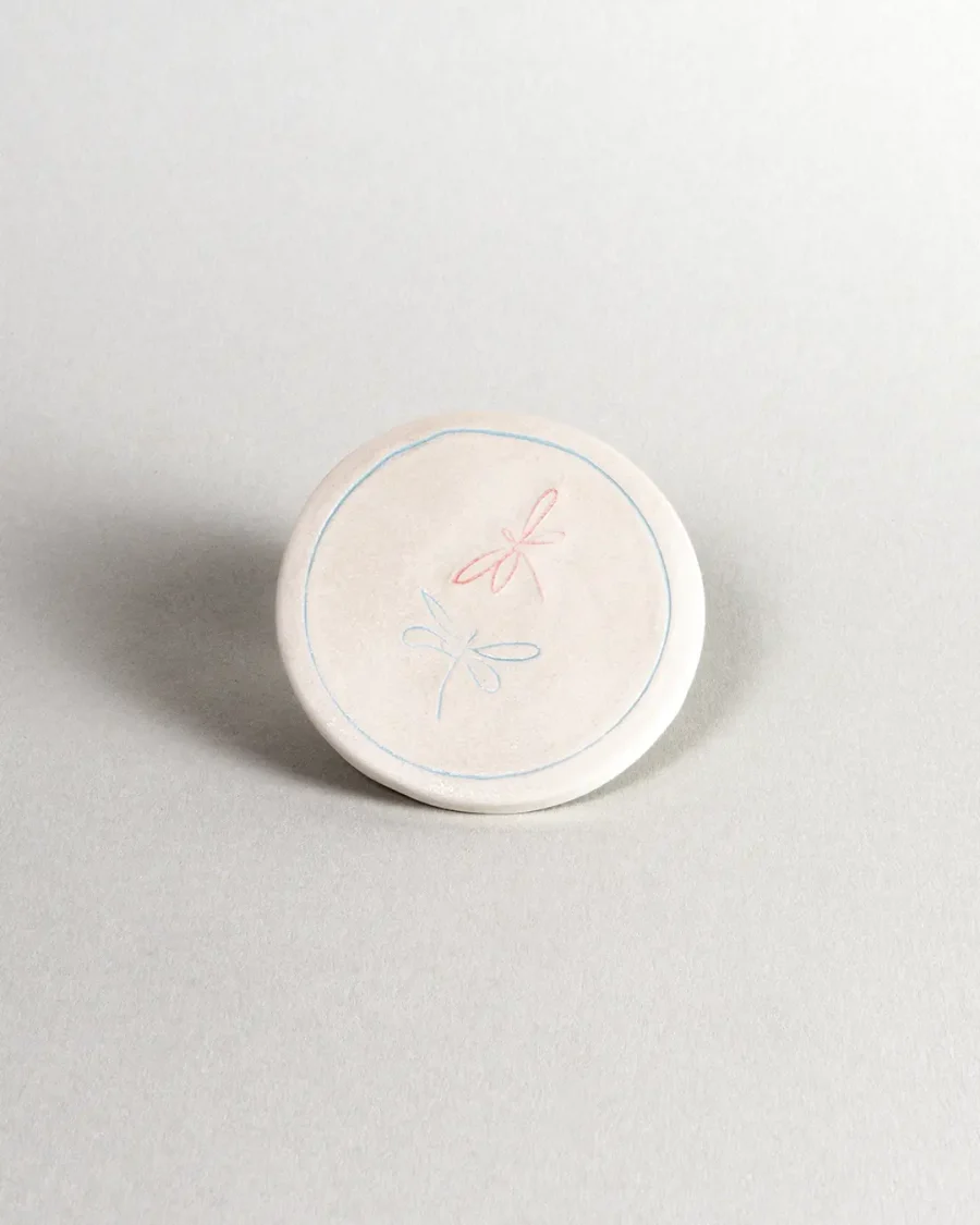 Coaster - Dragonflies - Turquoise and Pink on White