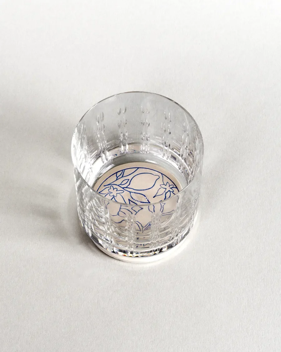 Coaster - Lemons - Blue on White