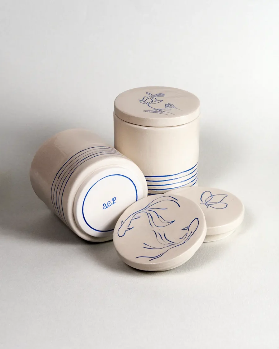 Interchangeable Lidded Jar - Melody - Blue on White
