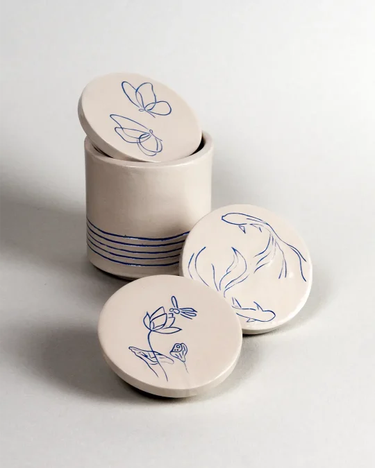 Interchangeable Lidded Jar - Melody - Blue on White