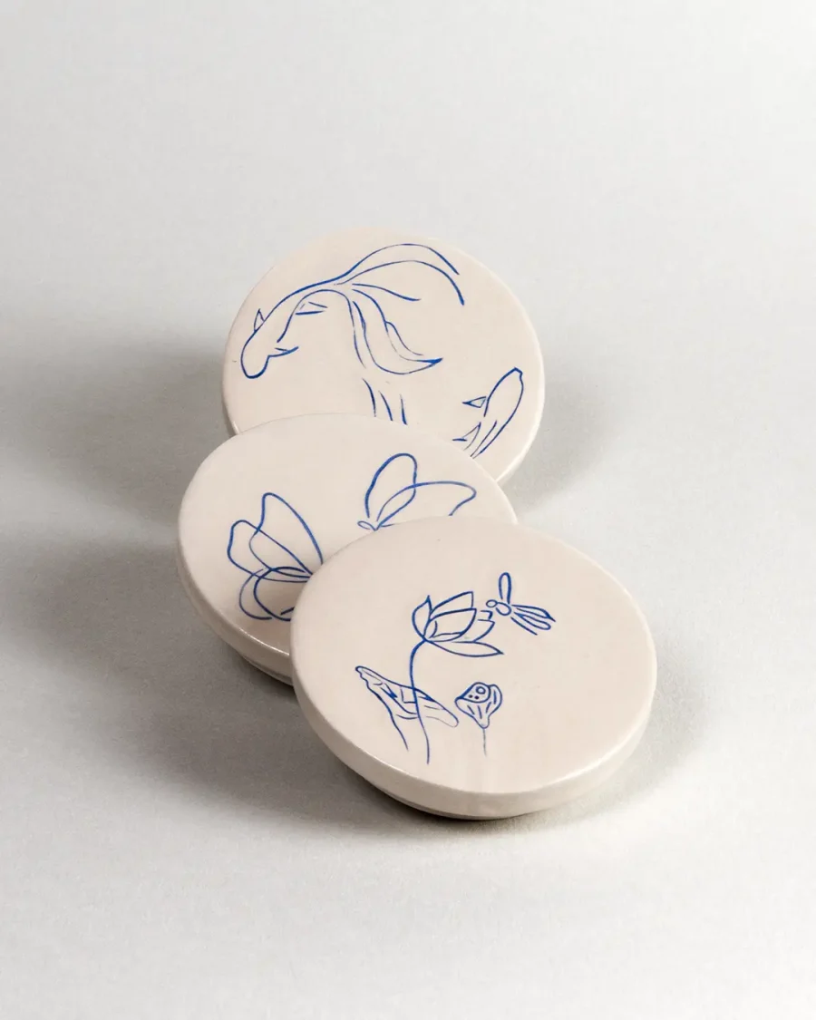 Interchangeable Lidded Jar - Melody - Blue on White