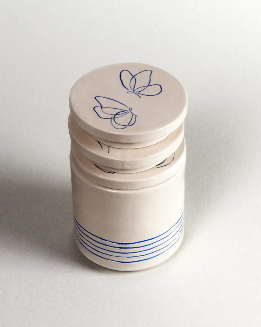 Interchangeable Lidded Jar - Melody - Blue on White
