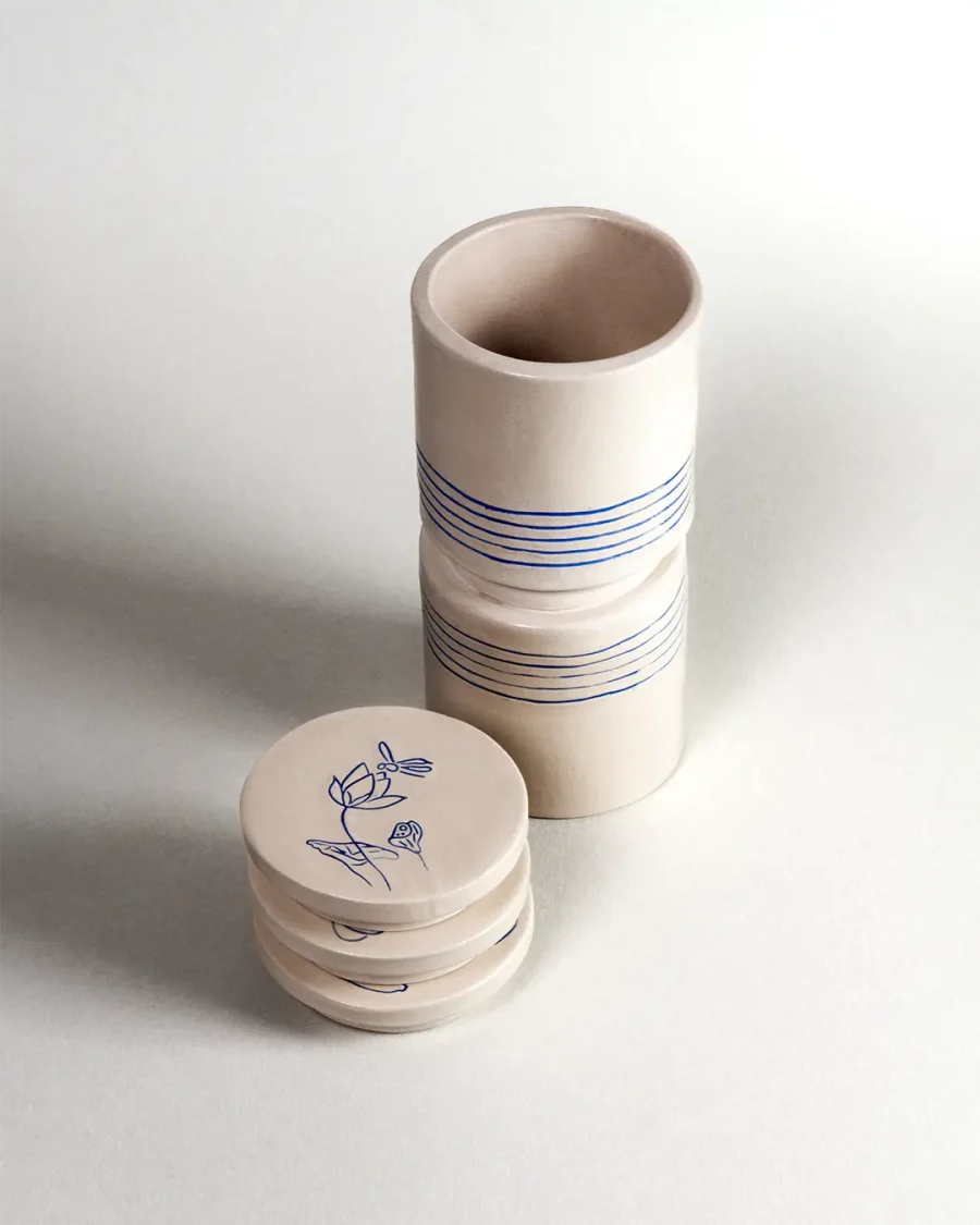 Interchangeable Lidded Jar - Melody - Blue on White