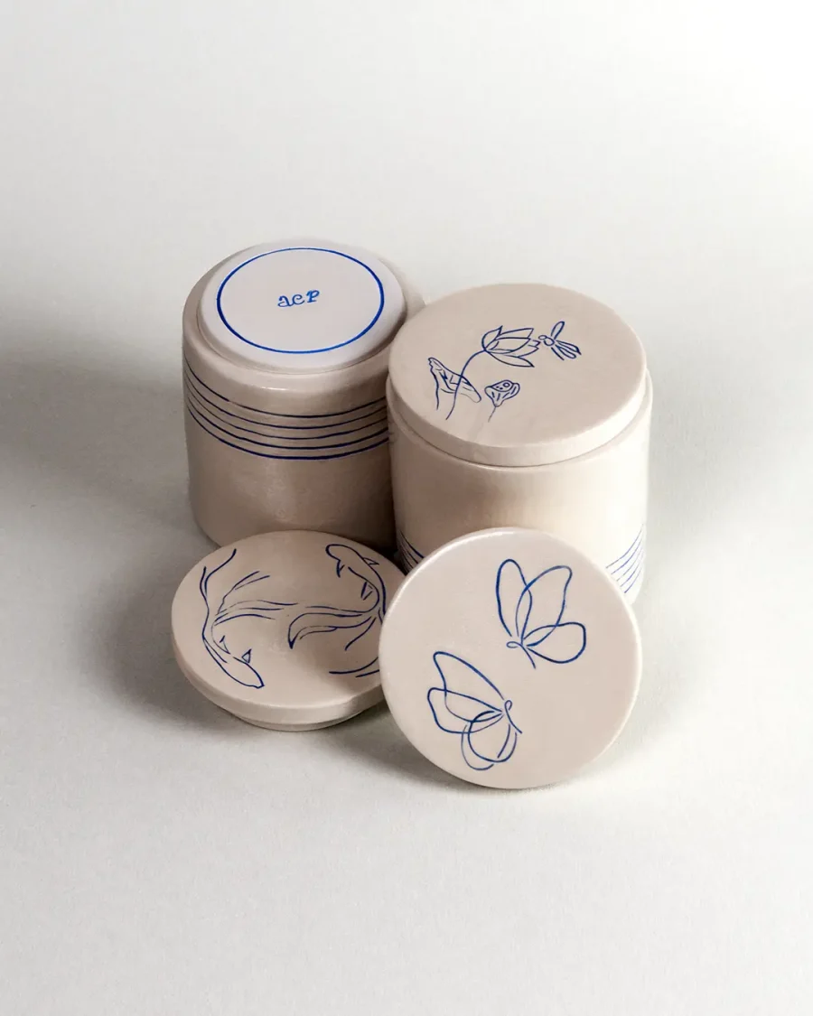 Interchangeable Lidded Jar - Melody - Blue on White