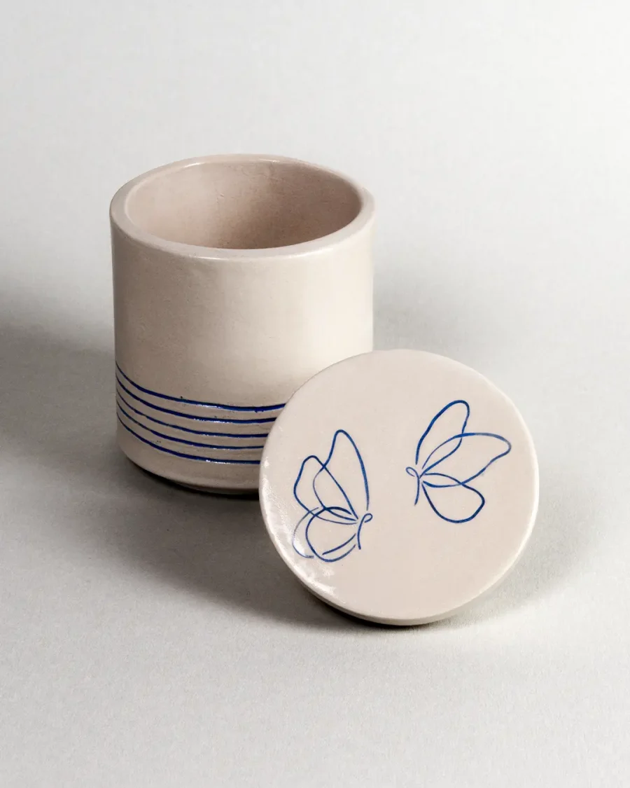Lid for Interchangeable Jar - Butterflies - Blue on White