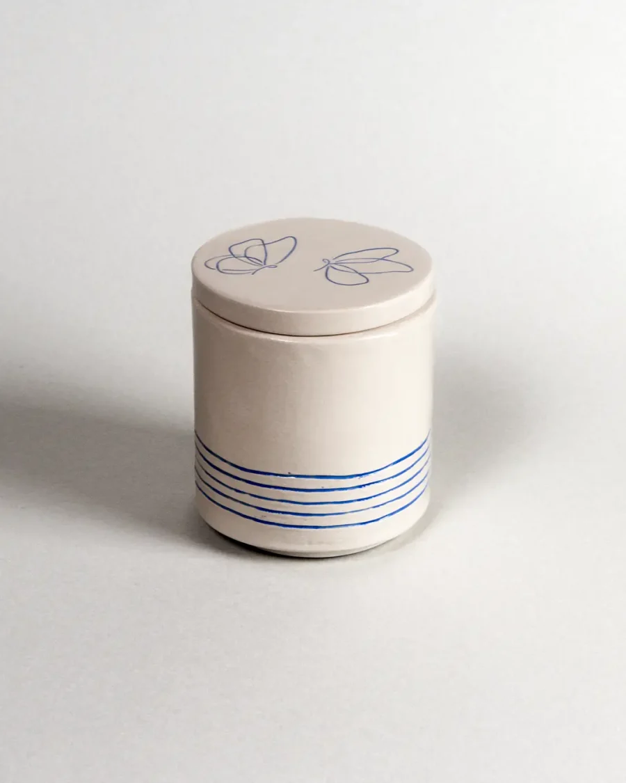 Lid for Interchangeable Jar - Butterflies - Blue on White