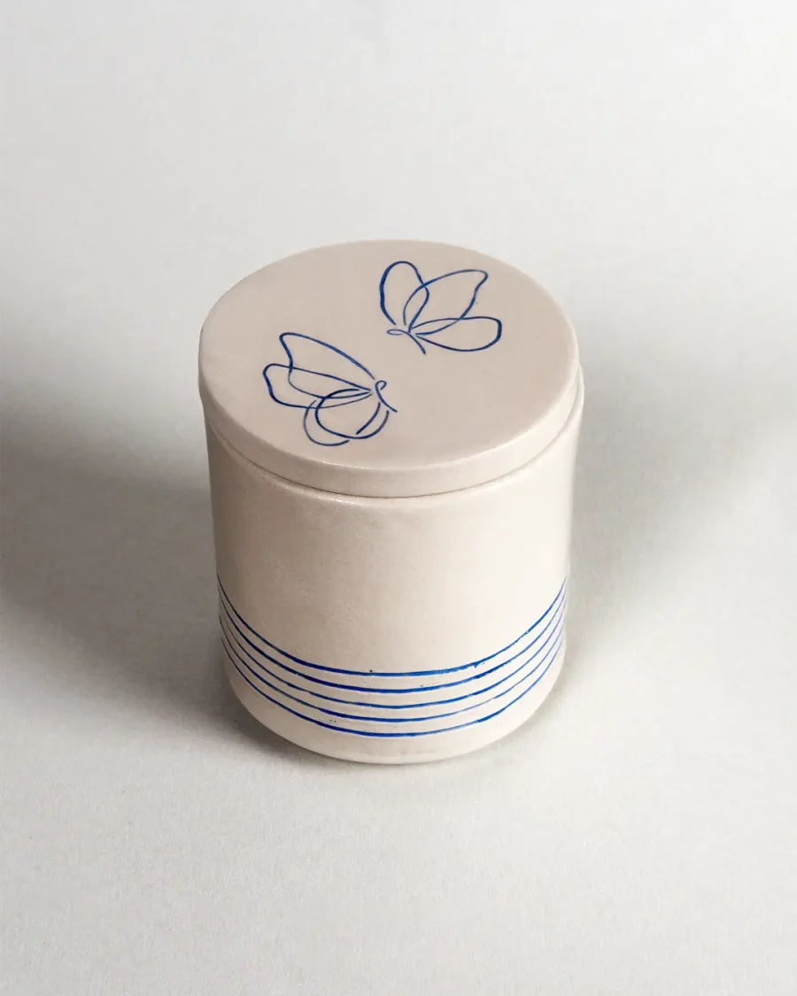 Lid for Interchangeable Jar - Butterflies - Blue on White