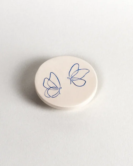 Lid for Interchangeable Jar - Butterflies - Blue on White