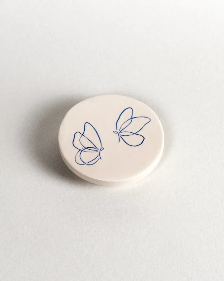 Lid for Interchangeable Jar - Butterflies - Blue on White