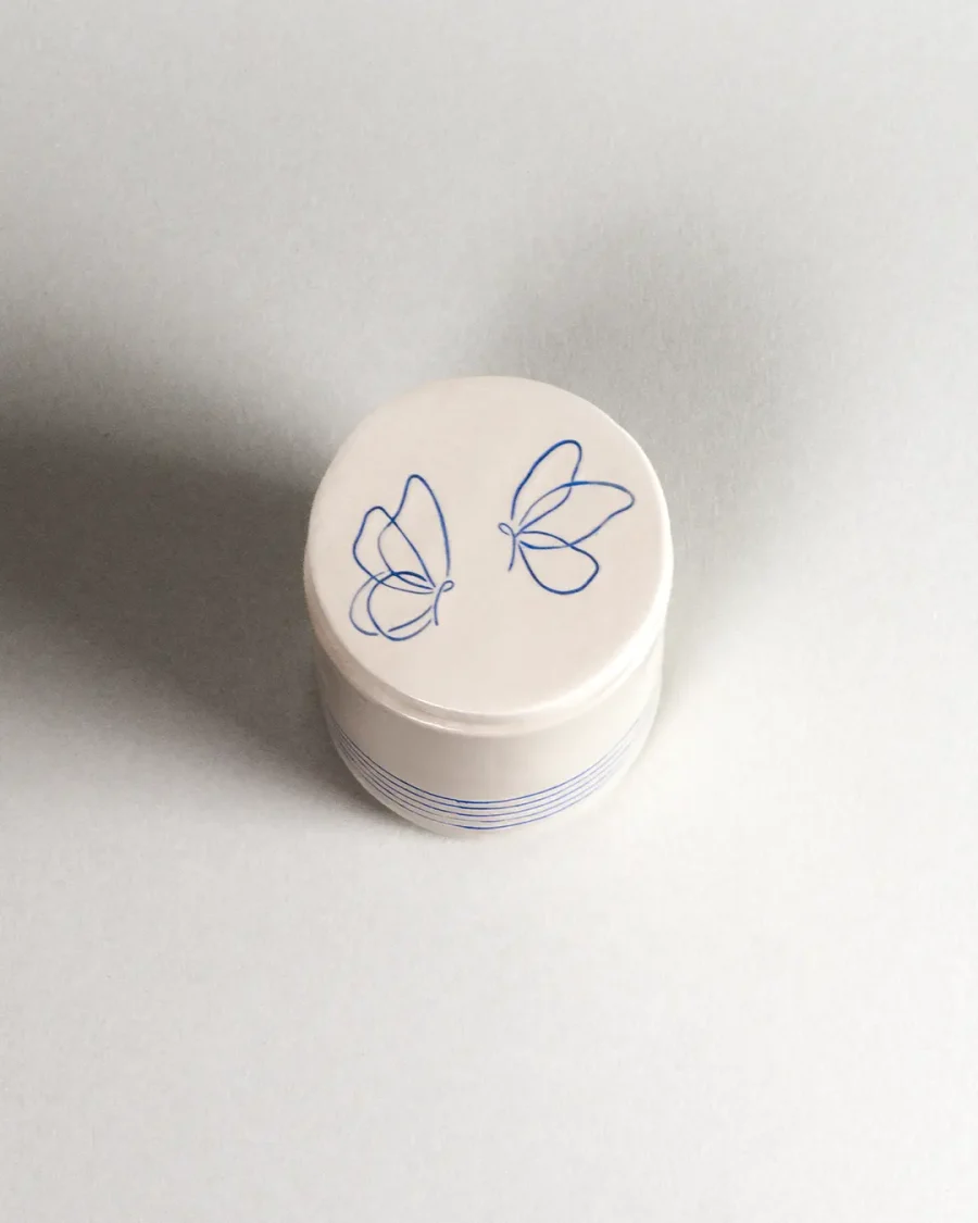 Lid for Interchangeable Jar - Butterflies - Blue on White