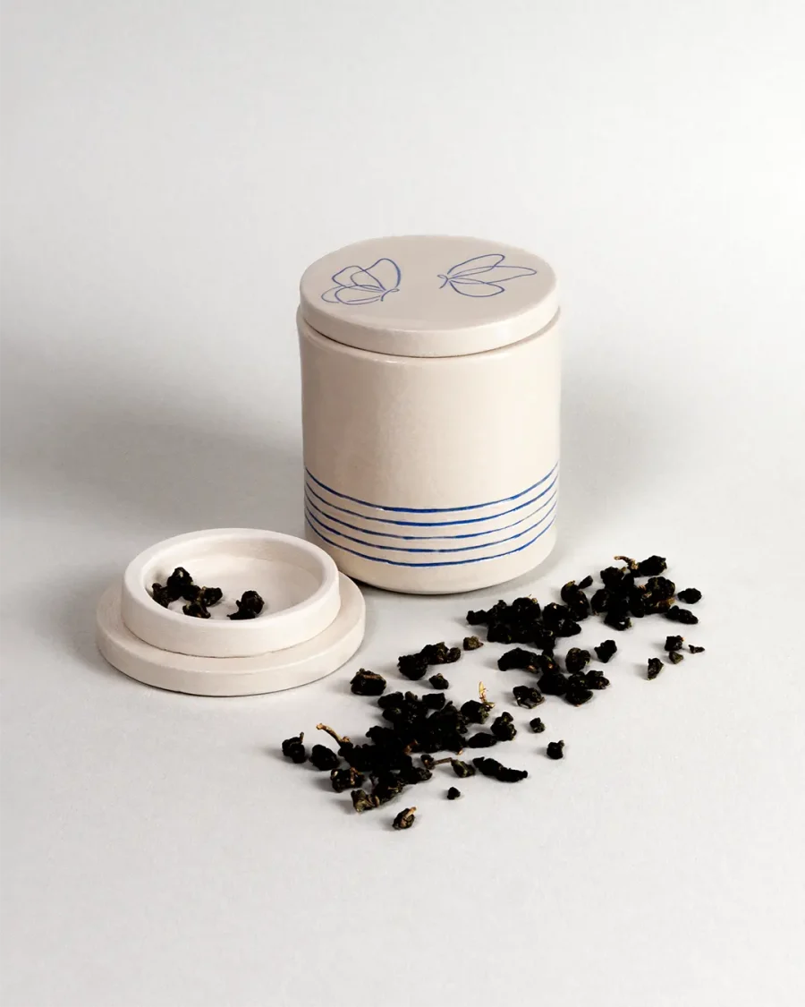 Lid for Interchangeable Jar - Butterflies - Blue on White