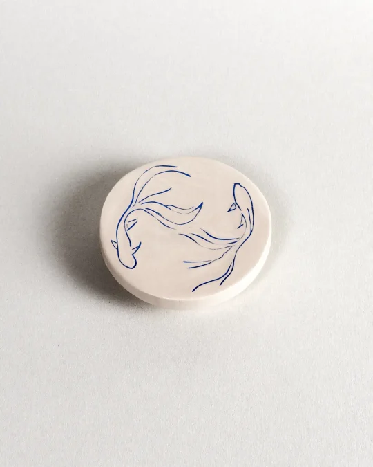 Lid for Interchangeable Jar - Koi - Blue on White