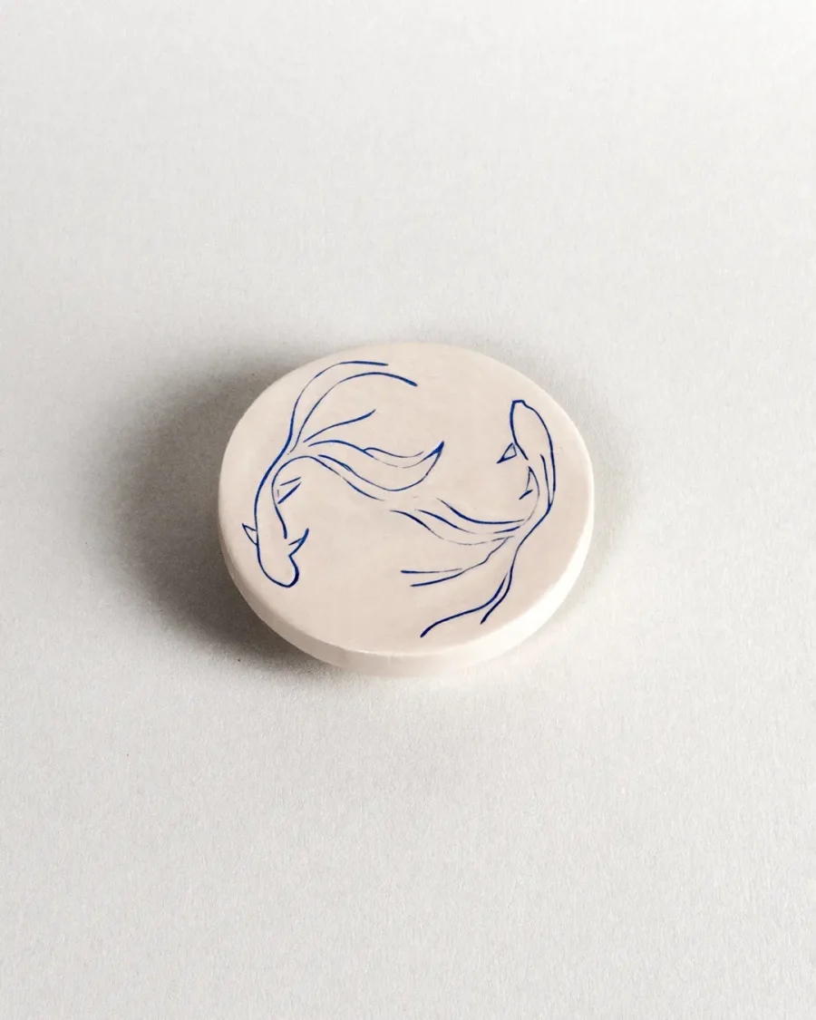 Lid for Interchangeable Jar - Koi - Blue on White