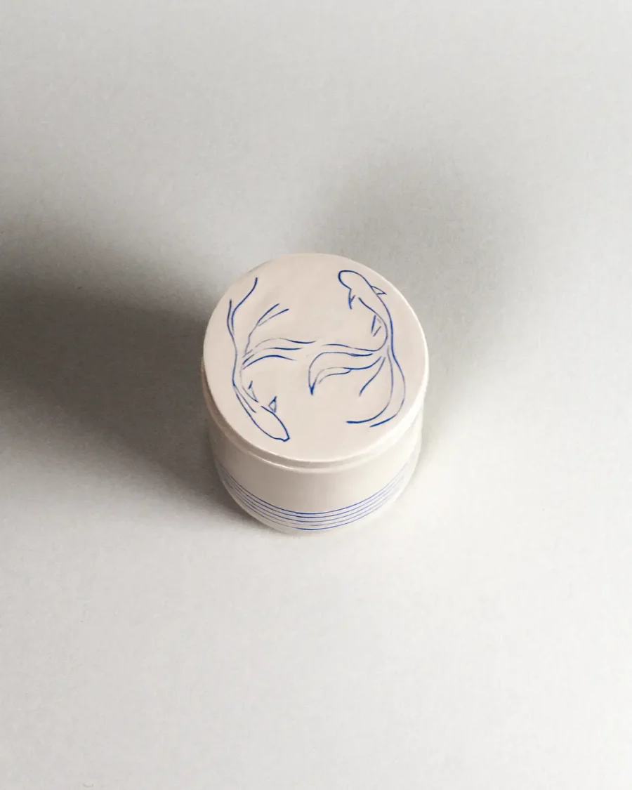 Lid for Interchangeable Jar - Koi - Blue on White
