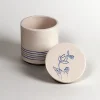 Lid for Interchangeable Jar - Lotus - Blue on White