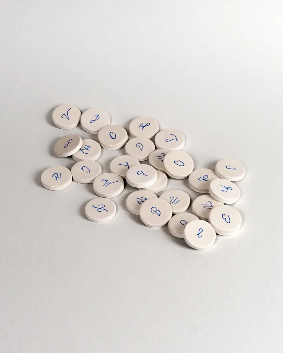 Pocket Stones - Letters - Blue on White