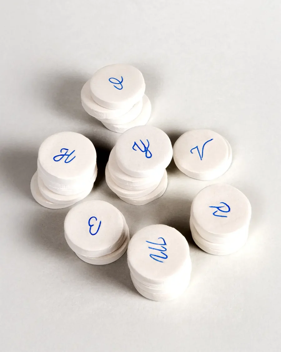 Pocket Stones - Letters - Blue on White